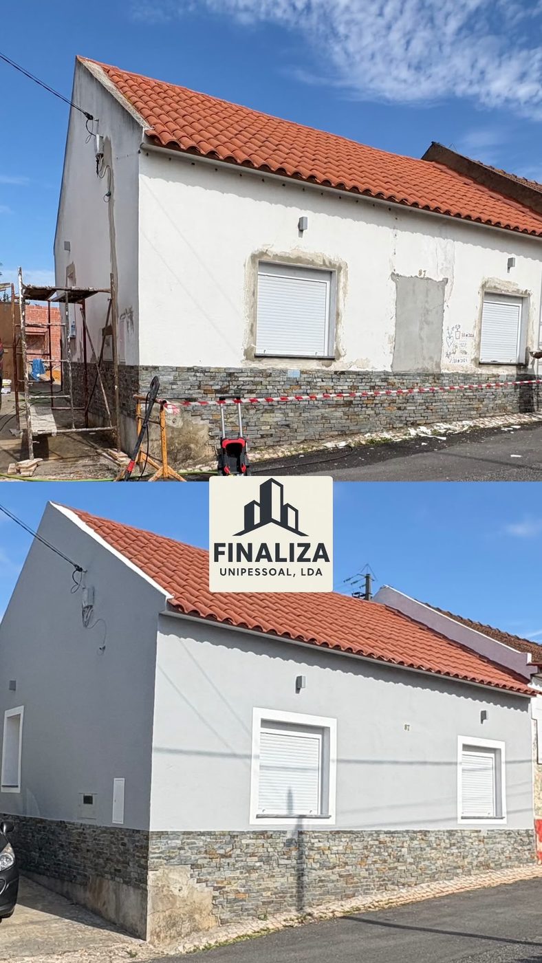 Fachada de moradia antes e depois da recuperação